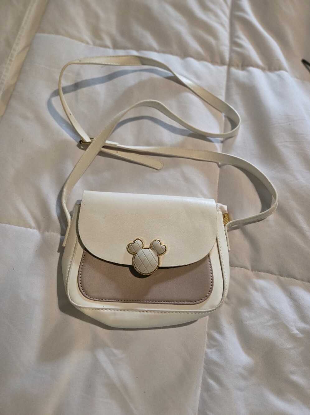 Women's Cream and Taupe Crossbody Shoulder Bag